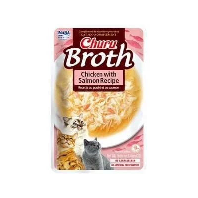 Inaba Churu Chicken and Salmon Broth Wet Cat Food Trays – 1.4 Oz – Case of 6