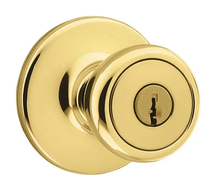 Kwikset Tylo Polished Brass Entry Knobs 1-3/4 in.