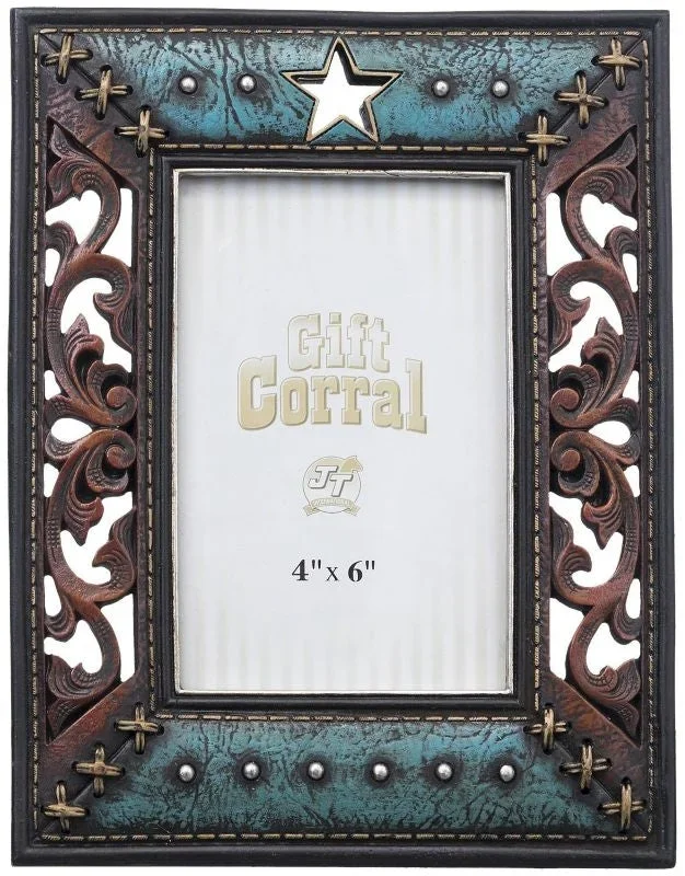 Leather Design Frame 4 x 6 Bk/Wh