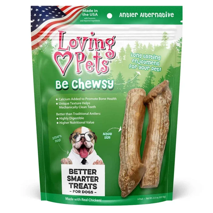 Loving Pets Be Chewsy Antler Alternative Dog Chews, 6pk