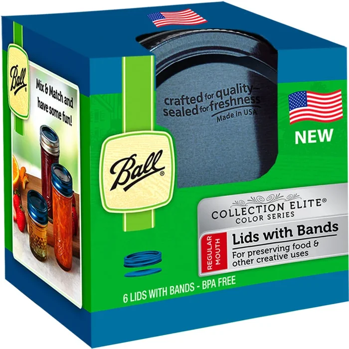 MASON LIDS W BANDS 6PK