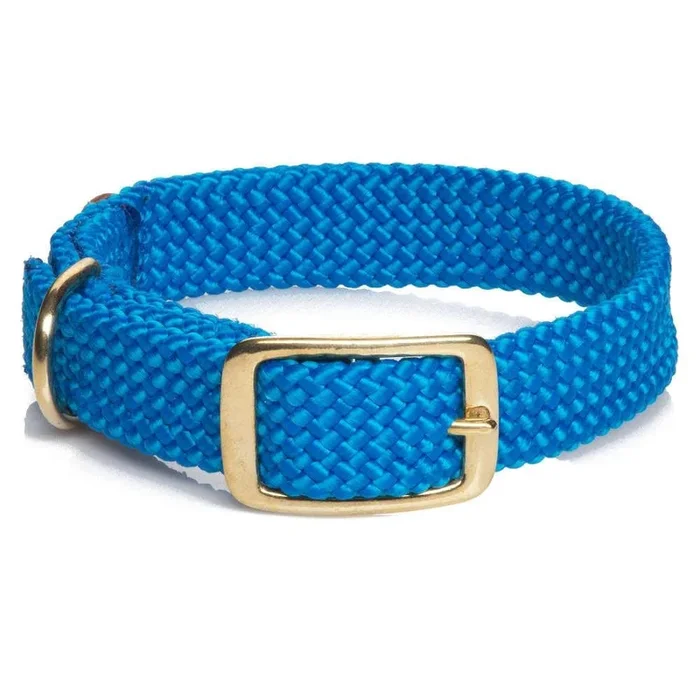 Mendota Pet Double Braid Collar – Brass – Dog Collar – Made In The Usa – Blue, 1 In X 21 In Standard