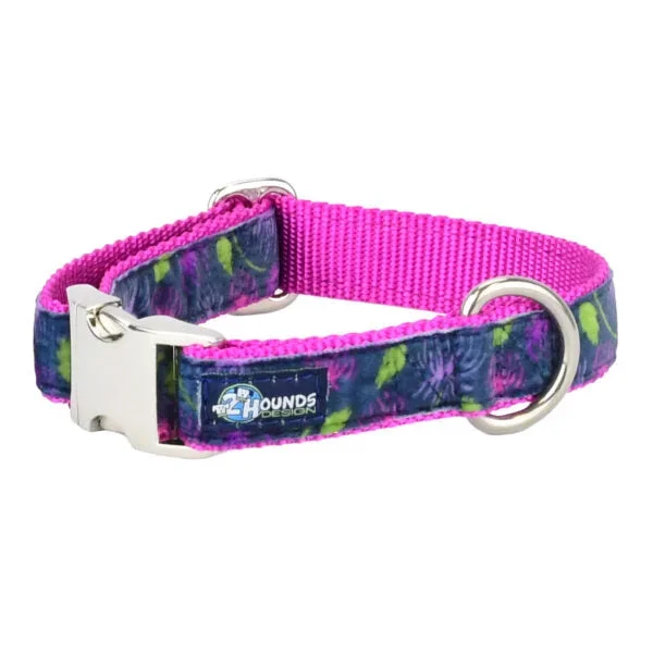 Midnight Dahlia Velvet Essential Buckle Martingale Dog Collar