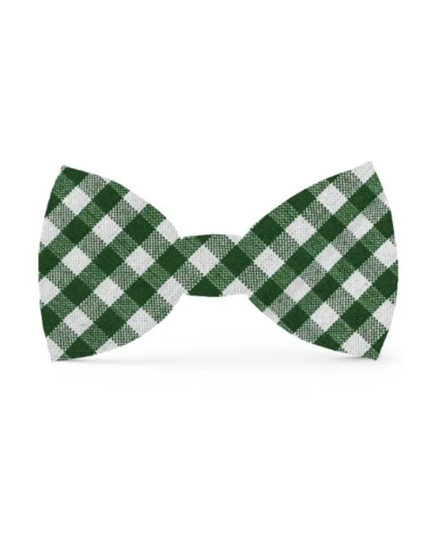 Mini Gingham Hunter Green Dog Bow Tie (Made in the USA)