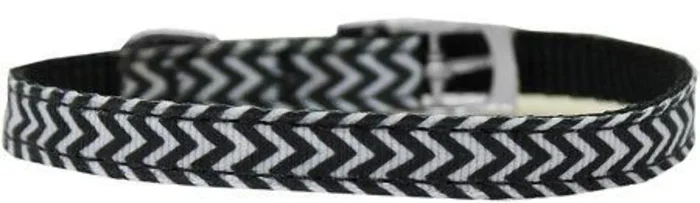 Mirage Pet Products Chevrons Nylon Dog Collar with Classic Buckle, Size 16, Black
