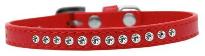 Mirage Pet Products Clear Crystal Puppy Dog Collar, Size 10, Red