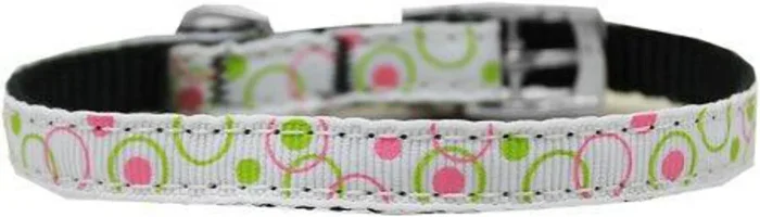 Mirage Pet Products Retro 3/8″ Nylon Dog Collar with Classic Buckle, Size 16, White