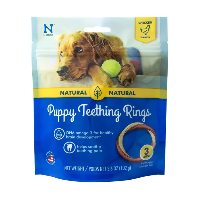 N-Bone Puppy Teething Ring Chewy Dog Treats Chicken – 3 Pack