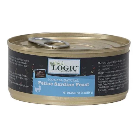 Nature’s Logic Feline Sardine Canned Cat Food – 5.5 oz Cans – Case of 24