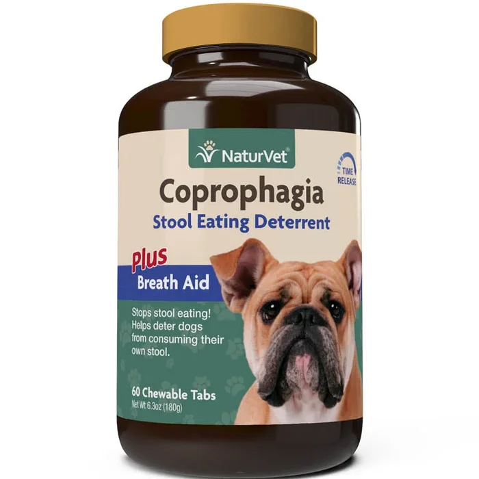 Naturvet Coprophagia Tablets Time Release Stool Eating Deterrent Cat and Dog Supplements – 60 ct Bottle