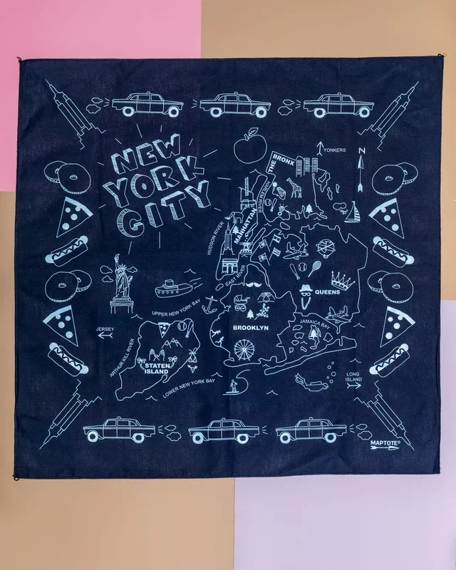 NYC Map Bandana in Navy (Made in the USA)