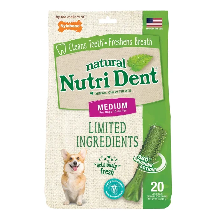 Nylabone Nutri Dent Limited Ingredient Dental Chews Fresh Breath Medium