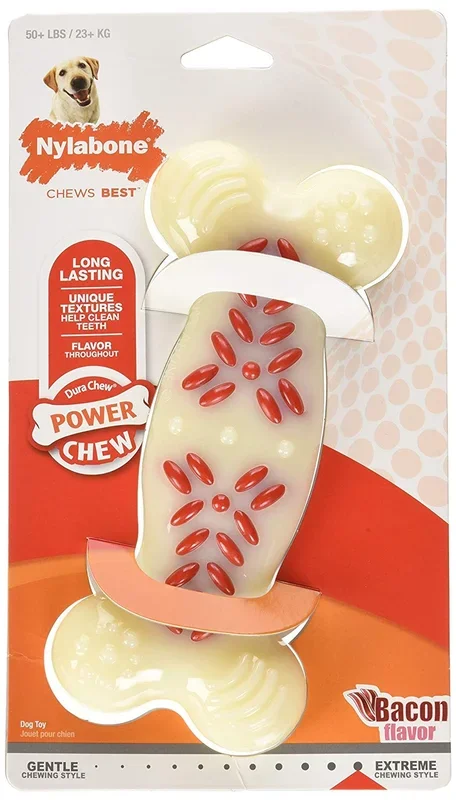 Nylabone Power Chew Action Ridges Chew Toy Bacon, 1ea/XL/Souper 50 Lbs. 1 ct