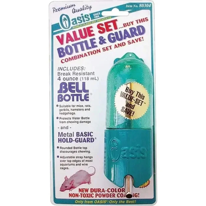 Oasis Bell-Bottle with Basic HoldGuard for Small Animals Green