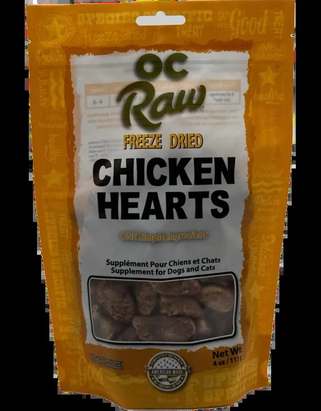 OC Raw Freeze Dried Chicken Hearts, 4oz