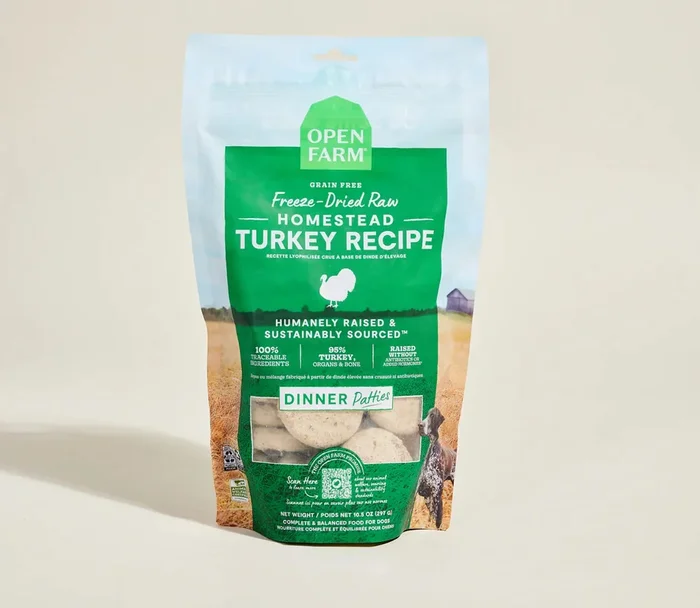 Open Farm Freeze Dried Raw Patties Dog Food – Turkey- 10.5oz Pouch