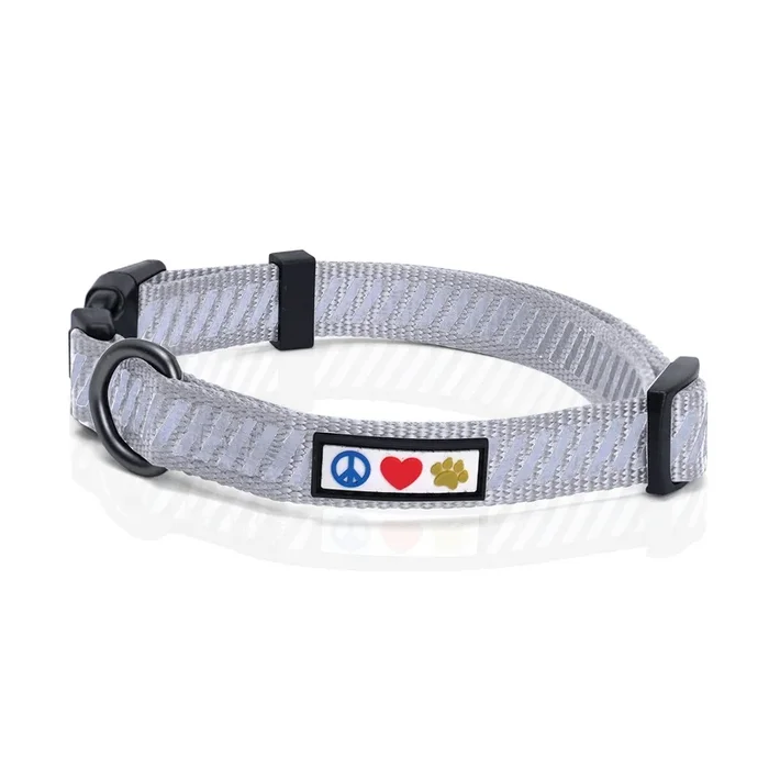 Pawtitas Reflective Dog Collar For Dog And Puppies A High Visibility Collar With Reflective Bands | Adjustable Dog Collar Heavy Duty Perfect For Extra Small And Small Puppies – Grey Xs Collar