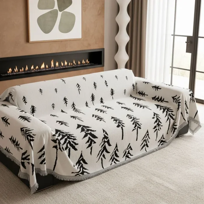 Pet Couch Cover – Pine Trees White