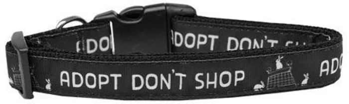 Pet Dog & Cat Nylon Collar or Leash, “Adopt Don’t Shop” Cat Collar