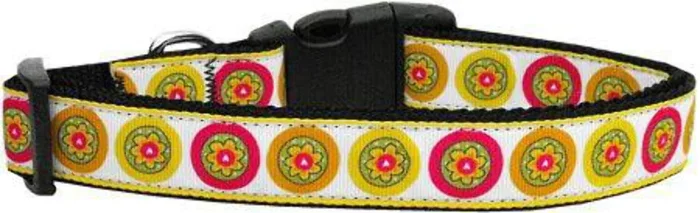 Pet Dog & Cat Nylon Collar or Leash, “Autumn Daisies” XL Collar