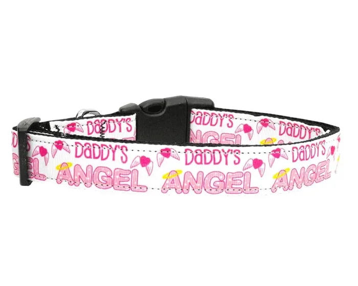 Pet Dog & Cat Nylon Collar or Leash, “Daddy’s Angel” SM Collar