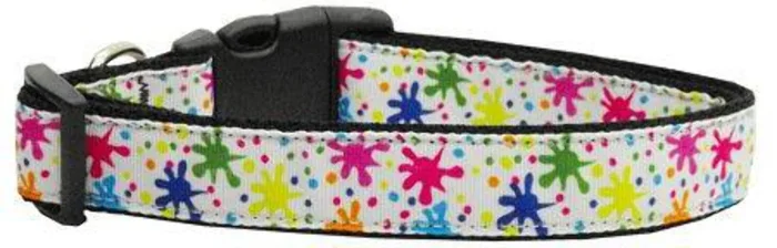 Pet Dog & Cat Nylon Collar or Leash, “Splatter Paint” XS Collar