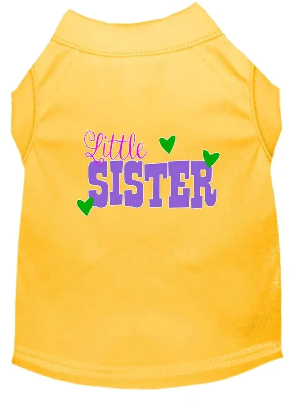 Pet Dog & Cat Shirt Screen Printed, “Little Sister” Yellow 2XL (20-25 lbs.)