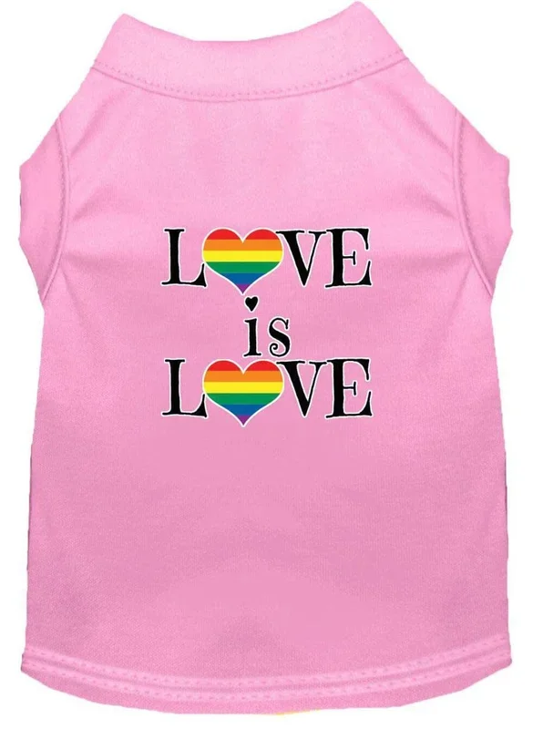 Pet Dog & Cat Shirt Screen Printed, “Love Is Love” Light Pink 3XL (25-35 lbs.)