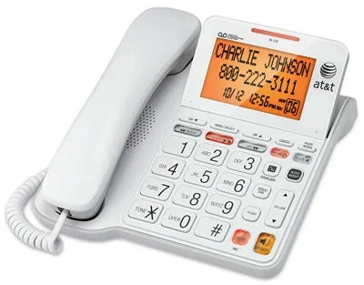 Phone Answering System With Large Display, Corded, White