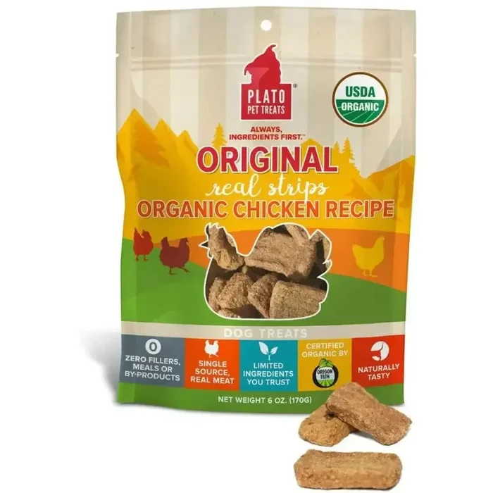 Plato Original Real Strips Organic Chicken Dog Treats