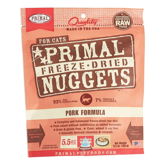 Primal Freeze-Dried Cat Food Nuggets Pork – 5.5 Oz