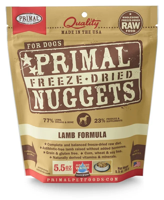 Primal Freeze-Dried Dog Food Nuggets Lamb – 14 Oz