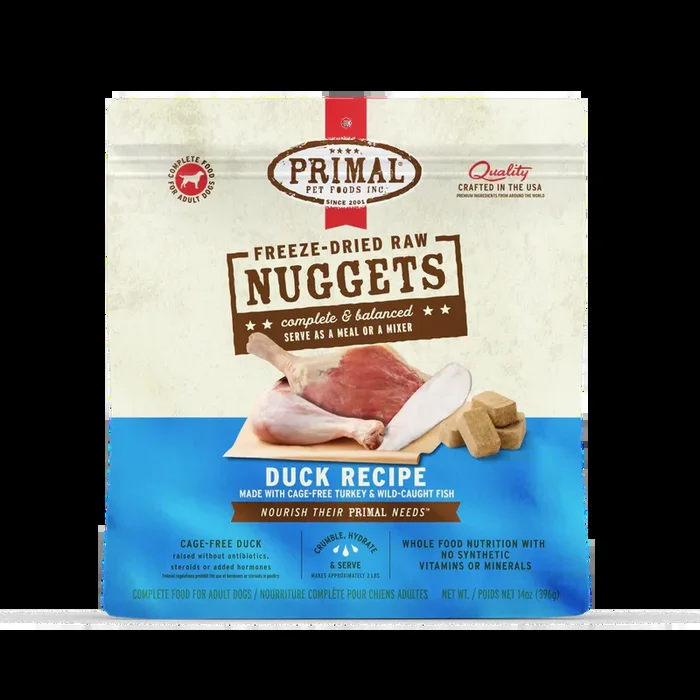 Primal Freeze Dried Raw Nuggets Dog Food – Duck – 5.5oz Pouch