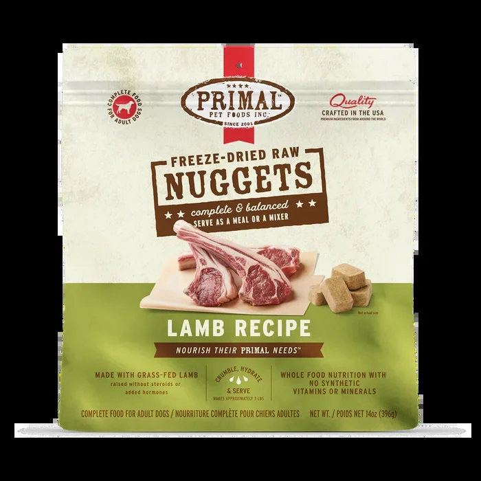 Primal Freeze Dried Raw Nuggets Dog Food – Lamb – 5.5oz Pouch