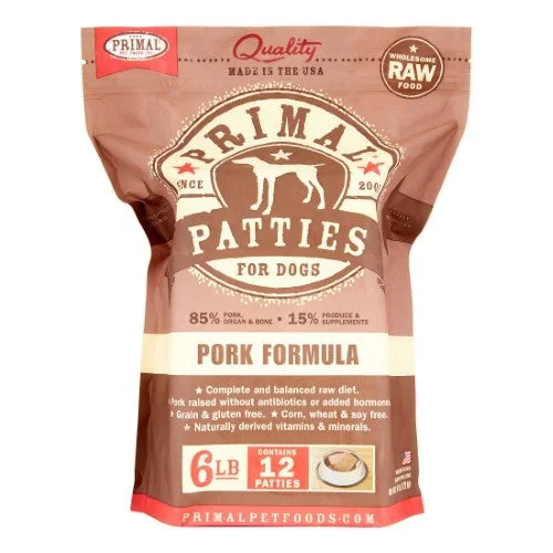 Primal Frozen Dog Food Patties Pork – 6 lbs