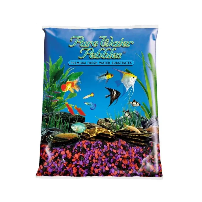 Pure Water Pebbles Premium Fresh Water Coated Aquarium Gravel Neon CherryBerry – 5 lbs – 6 Count