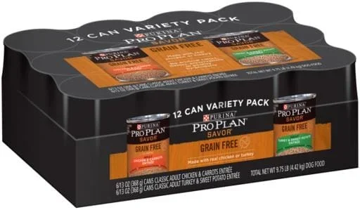 Purina Pro Plan Grain-Free Pate Savor Grain-Free Chicken & Turkey Entrees Wet Dog Food Variety Pack