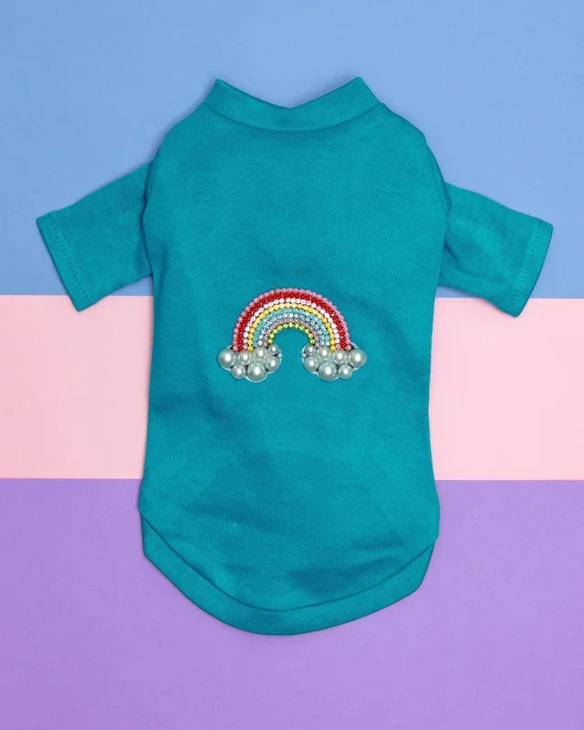 Rainbow Tiny Dog Tee in Aqua (CLEARANCE)
