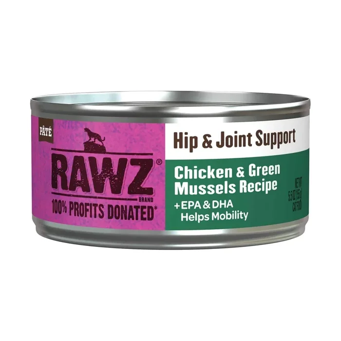 RAWZ 힙 & 관절 지원 치킨 & 그린 홍합 레시피 고양이 사료, EPA & DHA 포함