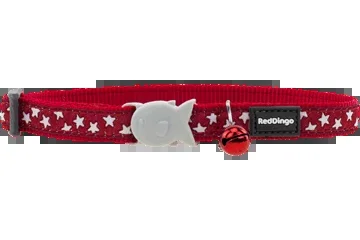 RedDingo Cat Collar Star White on Red