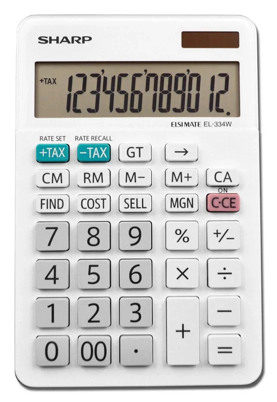Sharp White 12 digit Solar Powered Calculator