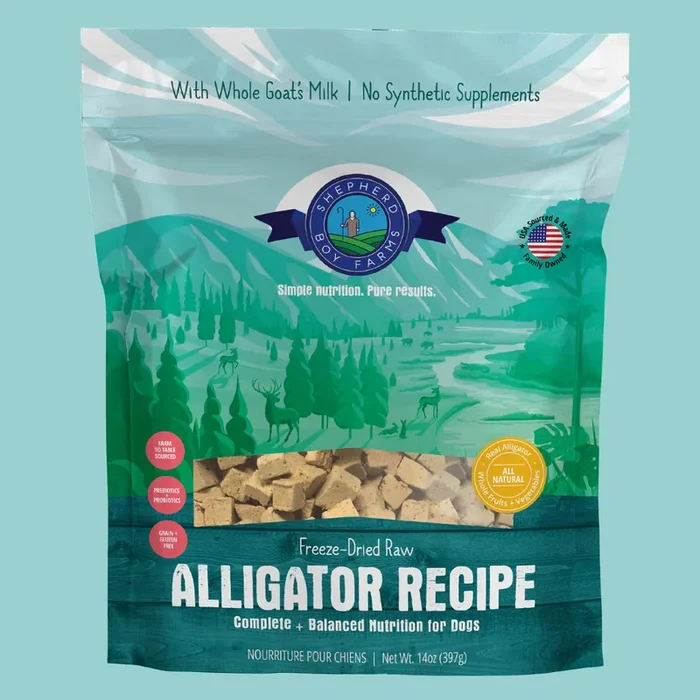 Shepherd Boy Farms Alligator Gourmet Raw, Freeze Dried Dog Food