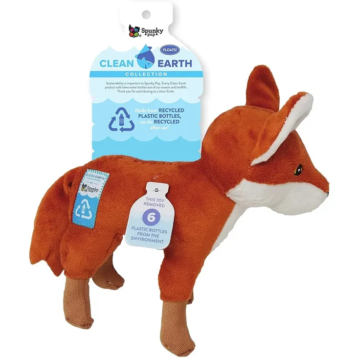 Spunky Pup Clean Earth Plush Fox Dog Toy Large