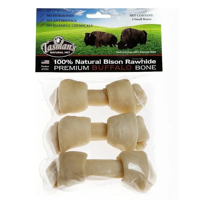 Tasmans Natural Bison Rawhide 4-5″ Bone, Small [32]