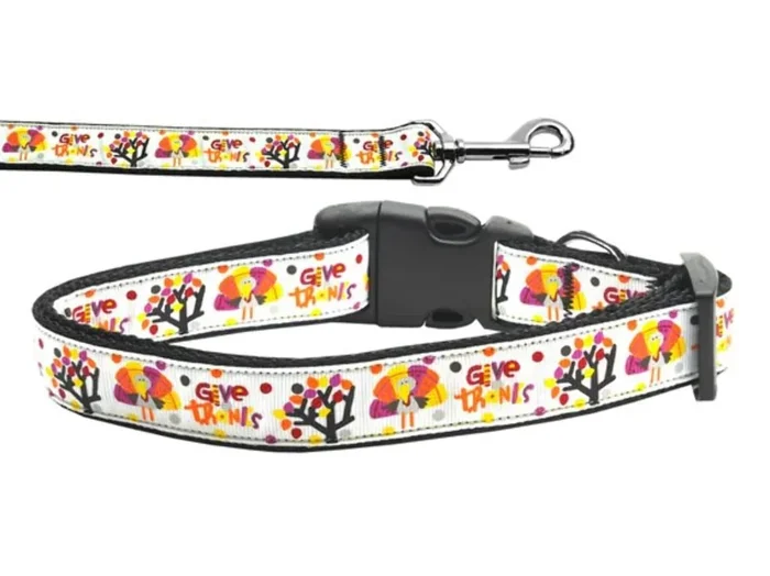 Thanksgiving Pet Dog & Cat Nylon Collar or Leash, “Give Thanks” Cat Collar