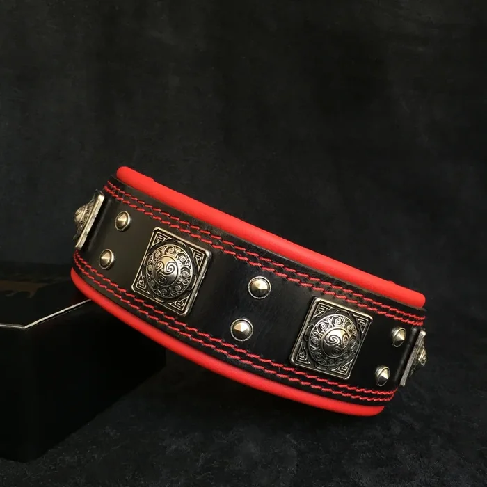 The “Eros” collar 2.5 inch wide black & red