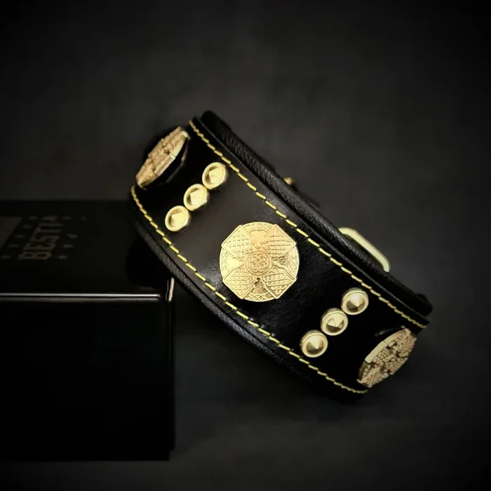 The “Maximus” collar 2 inch wide gold decoration