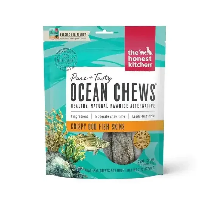 The Honest Kitchen Ocean Chews Crispy Cod Fish Skins Dog Treats