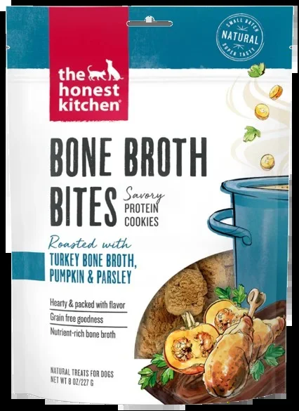 The Honest Kitchen Turkey Bone Broth Bites with Pumpkin Dog Treats, 8oz