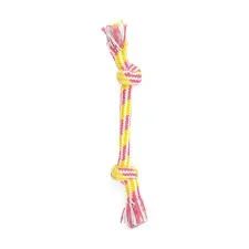 Thoozy 2 Knot Rope Toy, Yellow/Pink